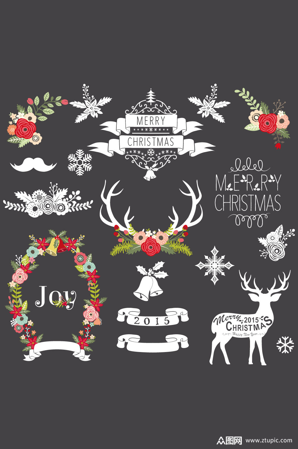 圣诞节矢量设计素材小图案元素免抠