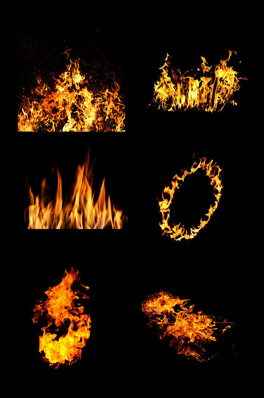 手绘免抠火圈火焰设计元素