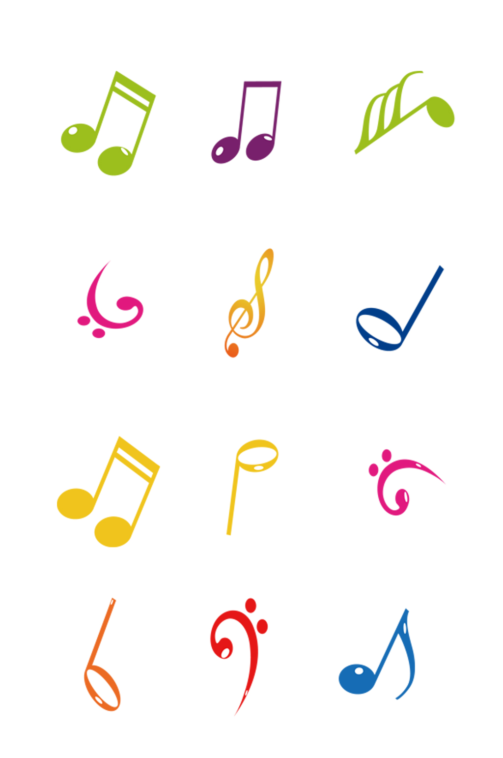 彩色多种音乐符号素材