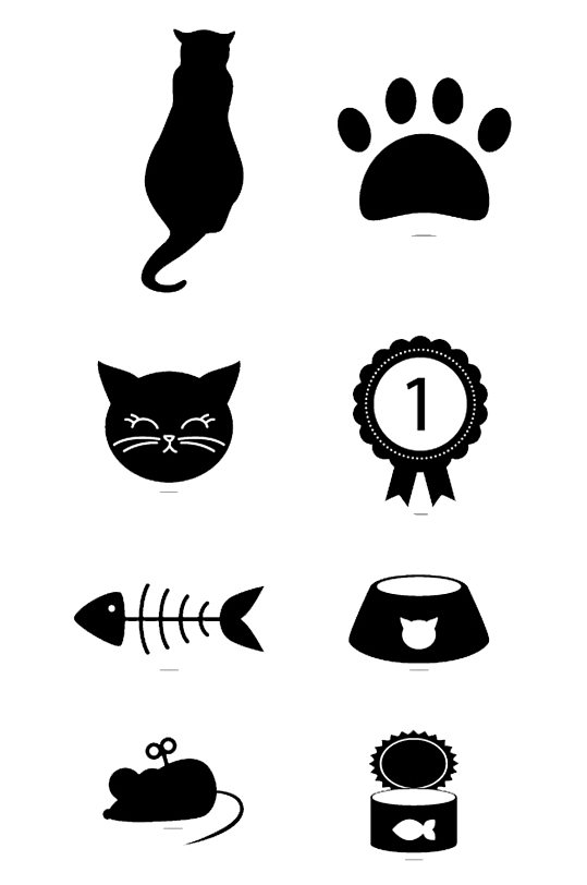 黑色猫元素图标矢量素材