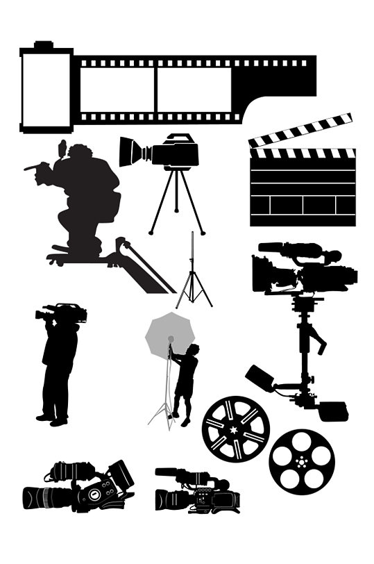 黑色拍电影素材剪影