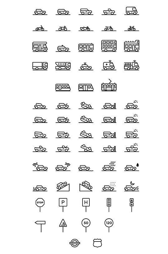 交通元素图标矢量素材