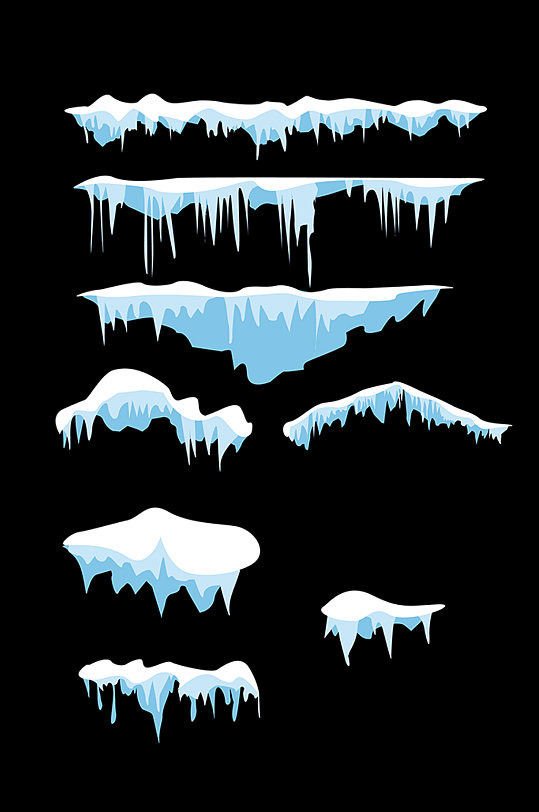 白色雪块冰棱设计元素