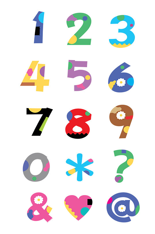 彩色数字符号设计元素