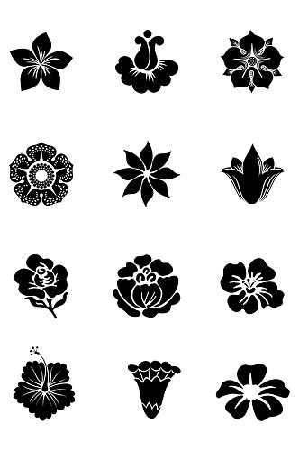 黑色植物花朵图案素材