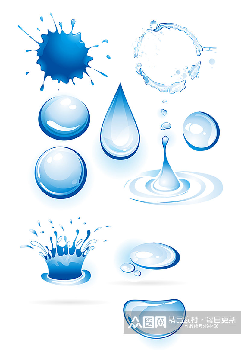 蓝色水滴设计元素素材