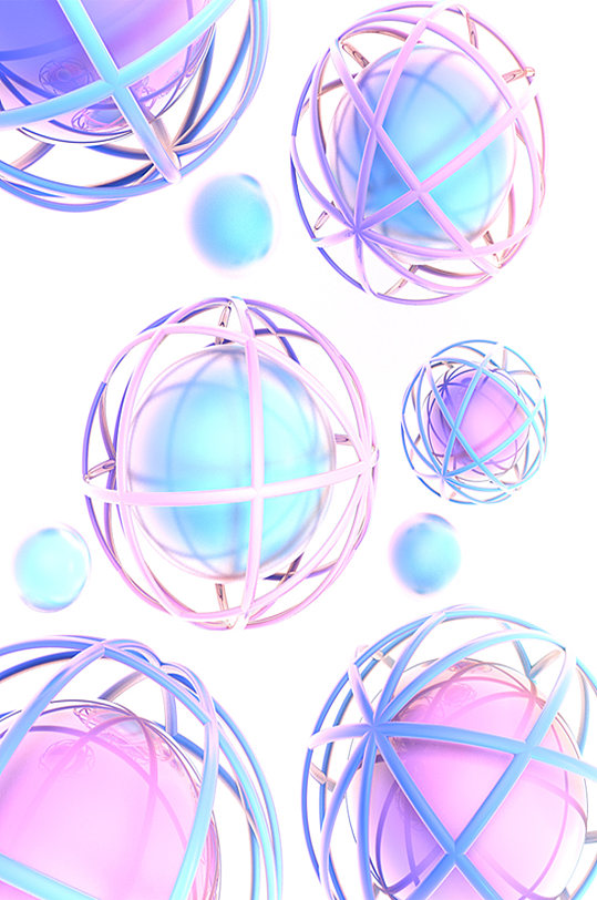 C4D原创渐变装饰球透明无背景元素