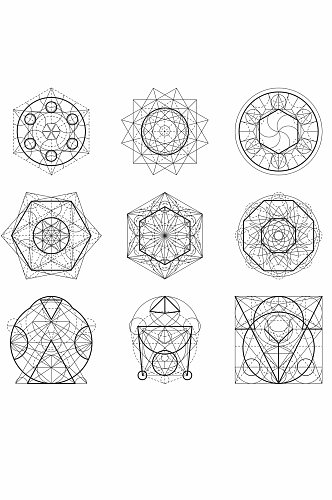 黑色线性几何图形矢量素材