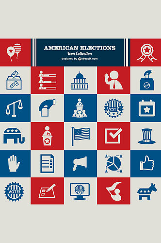 美国选举元素图标矢量素材