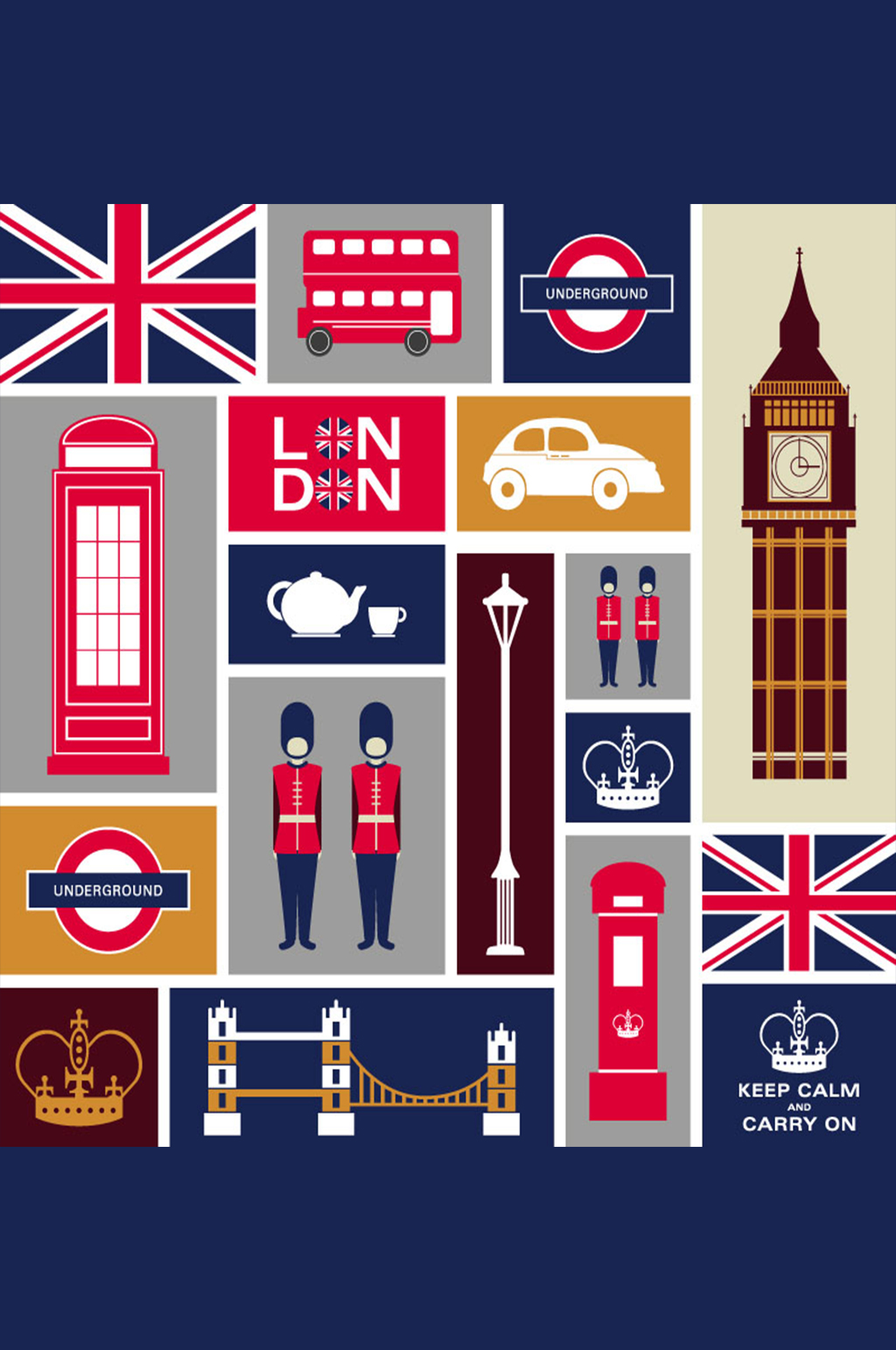 英国伦敦元素设计矢量素材标签素材