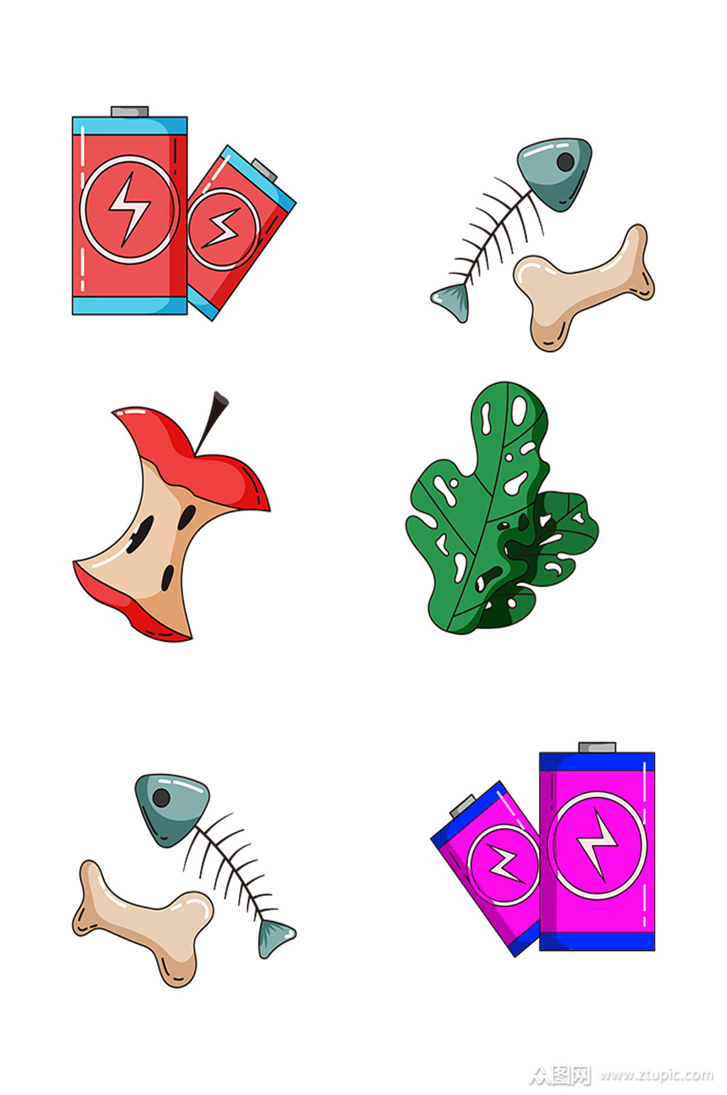 卡通垃圾分类元素