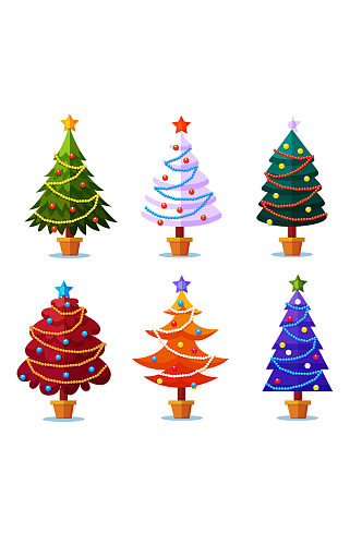 彩色装扮圣诞树免抠 圣诞节元素