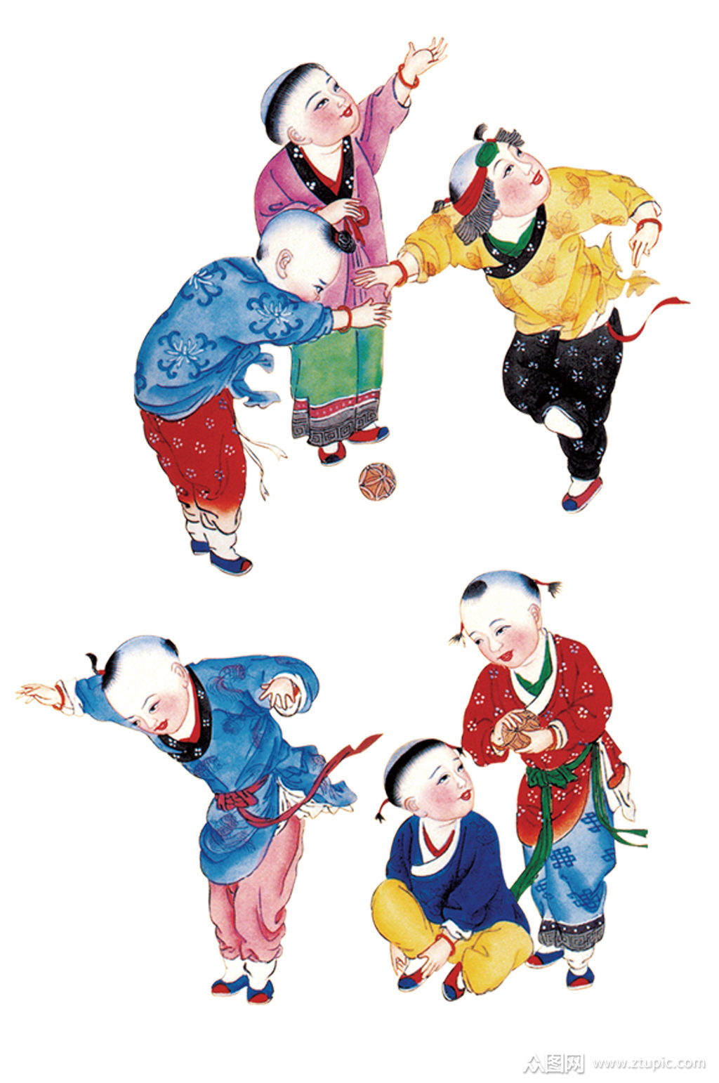 古代小孩嬉戏人物元素人物元素