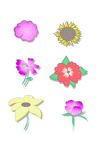 夏季花卉手绘装饰组合