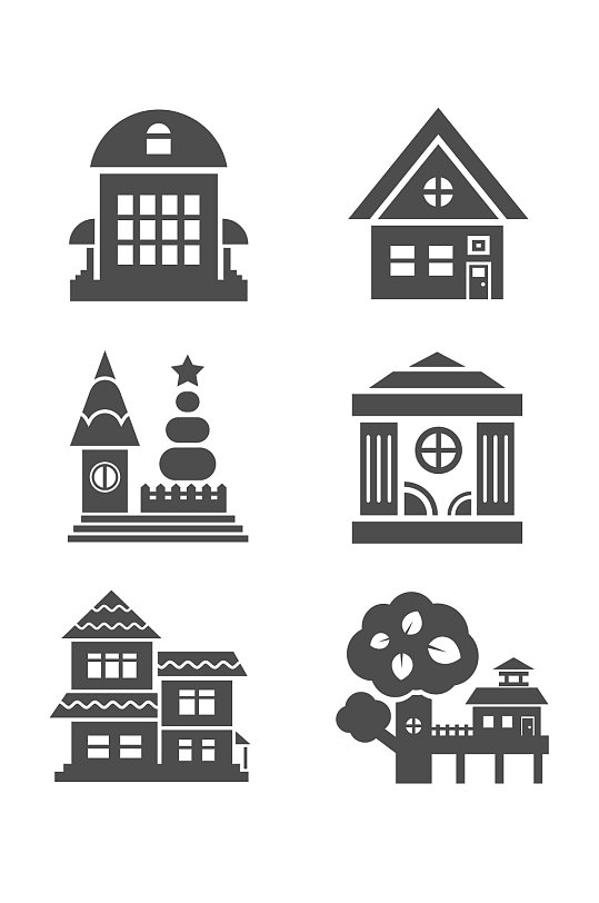 矢量房屋建筑图标素材合集