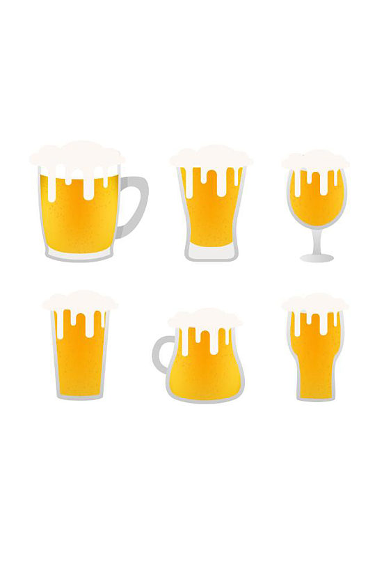 新鲜杯装啤酒装饰图案