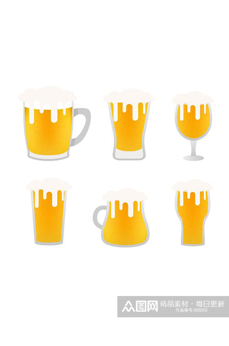 新鲜杯装啤酒装饰图案素材