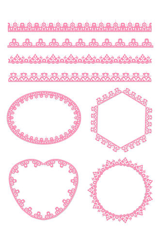 粉色梦幻矢量蕾丝花边边框图案元素