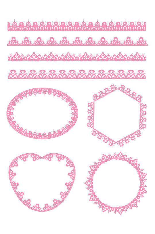 粉色梦幻矢量蕾丝花边边框图案元素