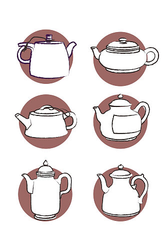 各式传统茶壶中国风书法线条