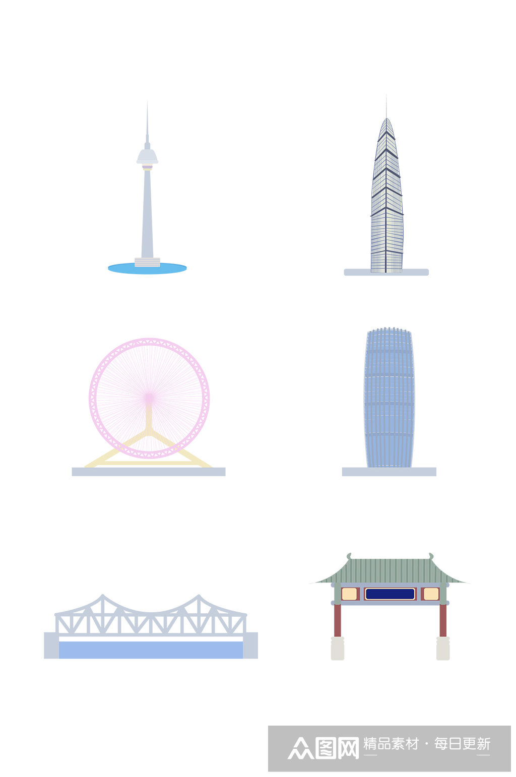 简约天津标志建筑标志建筑