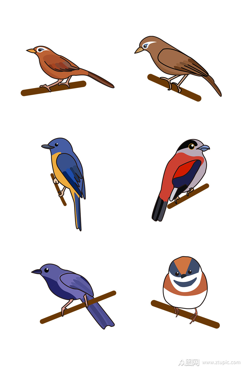 矢量简单小鸟合集飞鸟