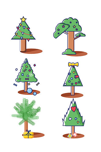 简约矢量可爱植物树木松树圣诞节