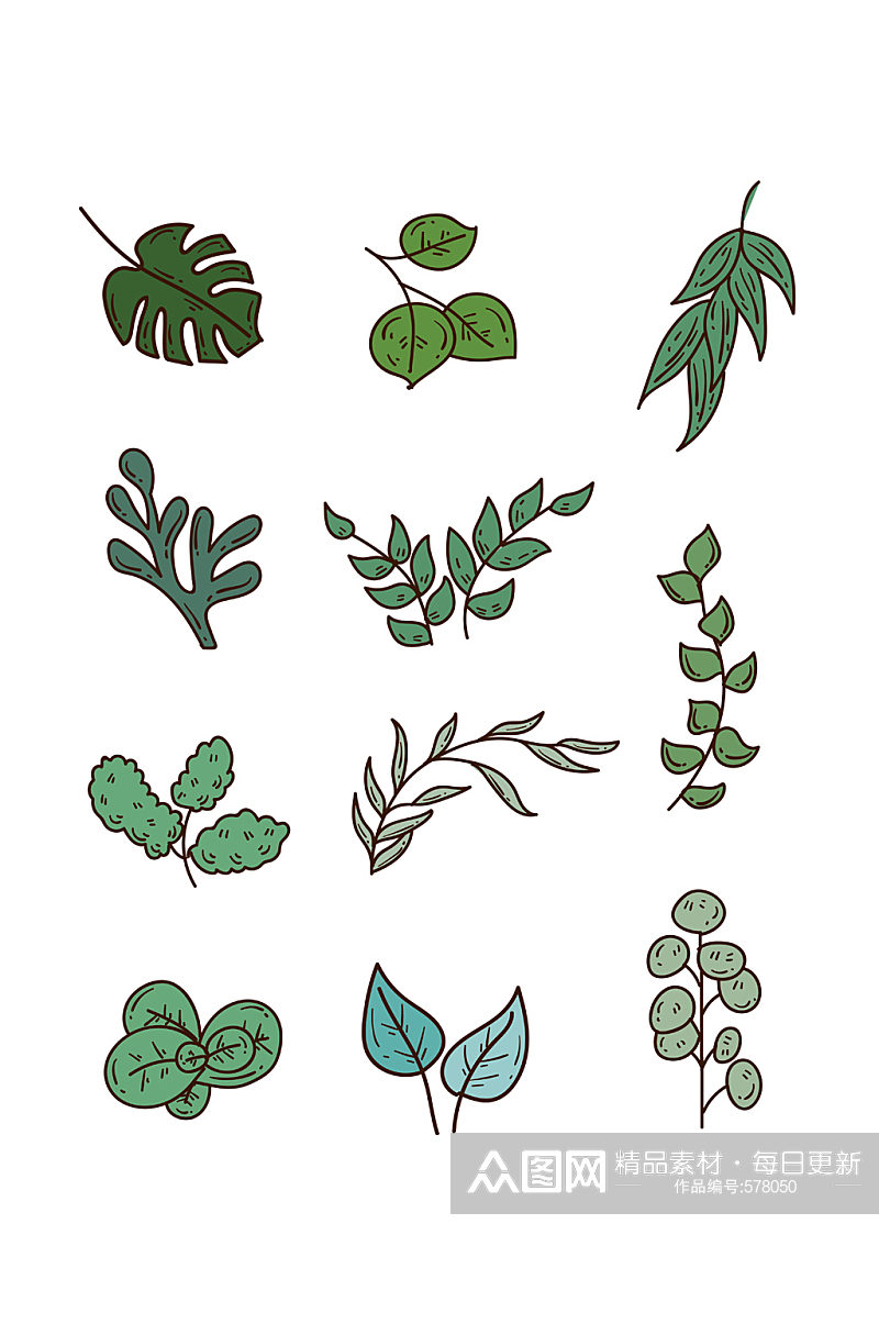 装饰绿色叶子植物装饰素材