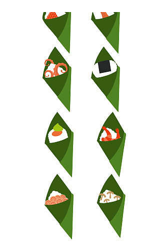 卡通矢量多口味寿司