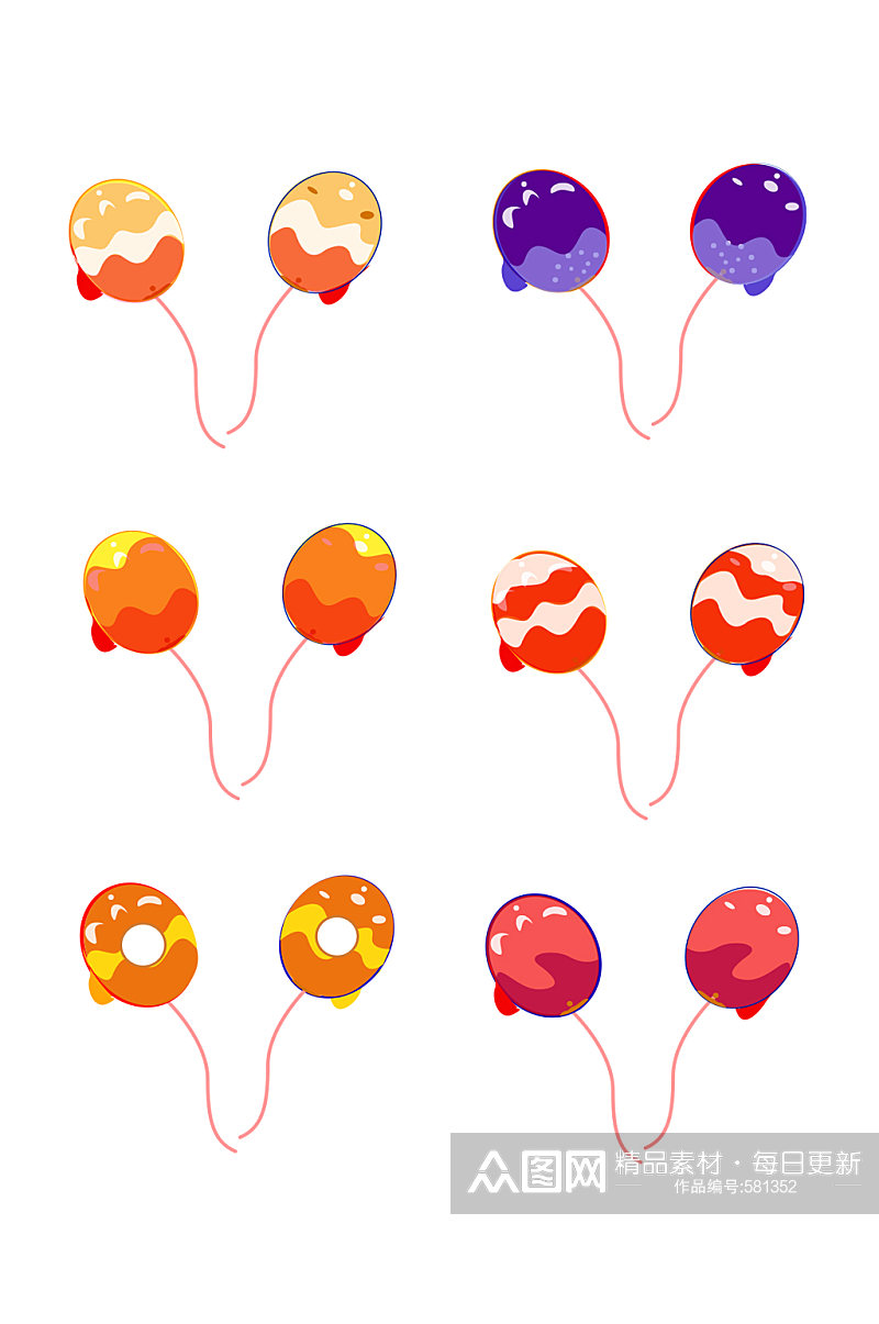 手绘气球元素气球图案素材