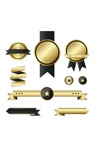 金色图标标签徽章设计素材