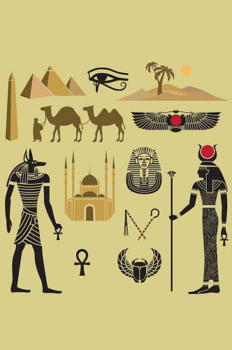 卡通埃及元素图标素材金字塔