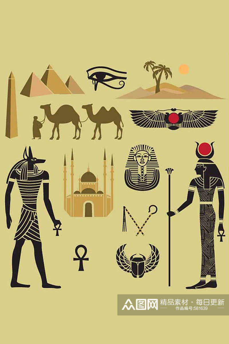 卡通埃及元素图标素材金字塔素材