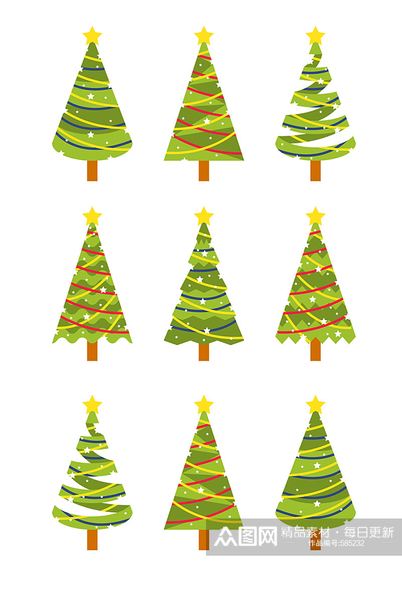 三角形绿色圣诞树免抠psd透明素材素材