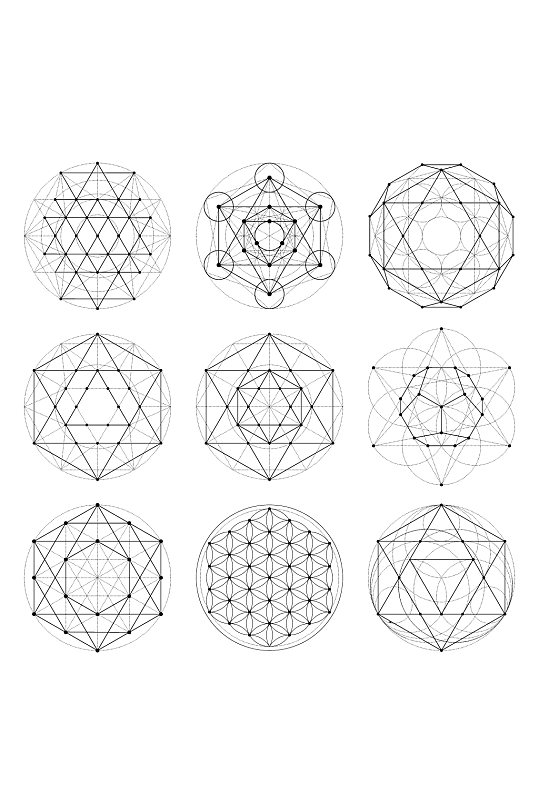 神秘几何形状图案符号标记矢量素材