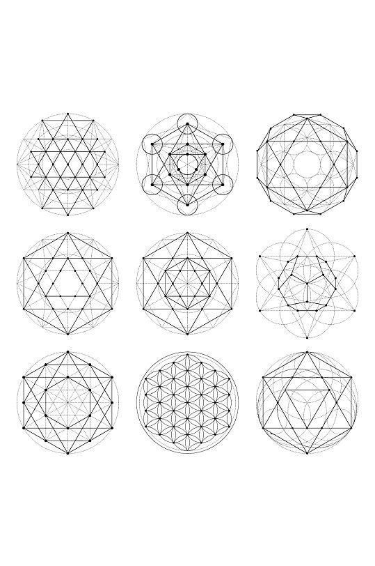 神秘几何形状图案符号标记矢量素材
