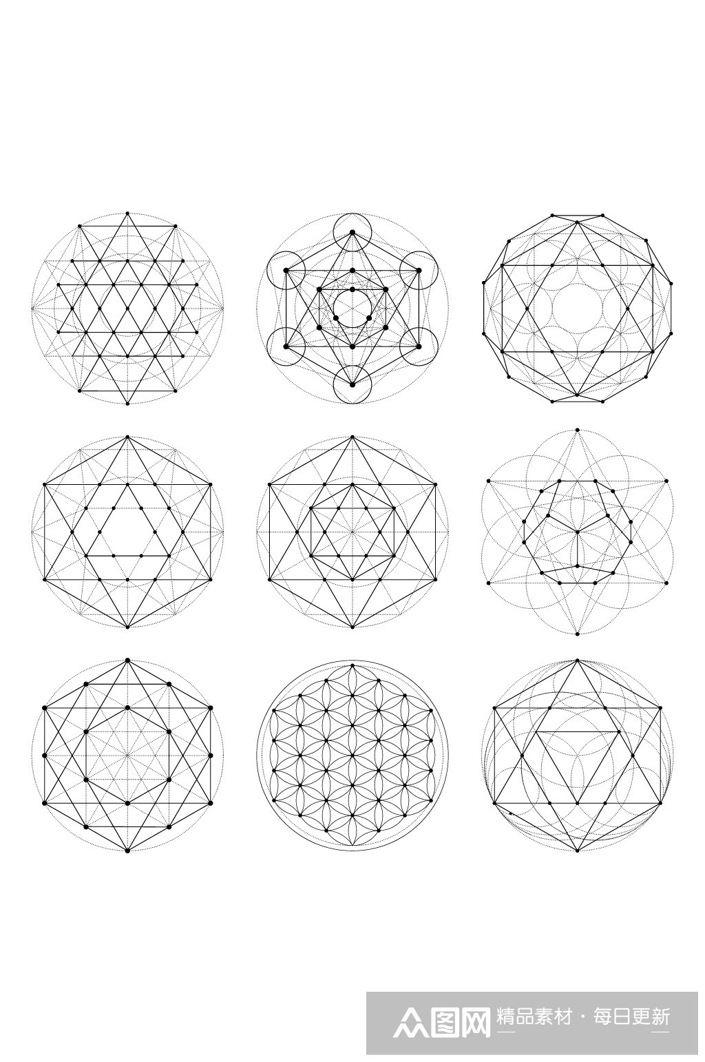 神秘几何形状图案符号标记矢量素材
