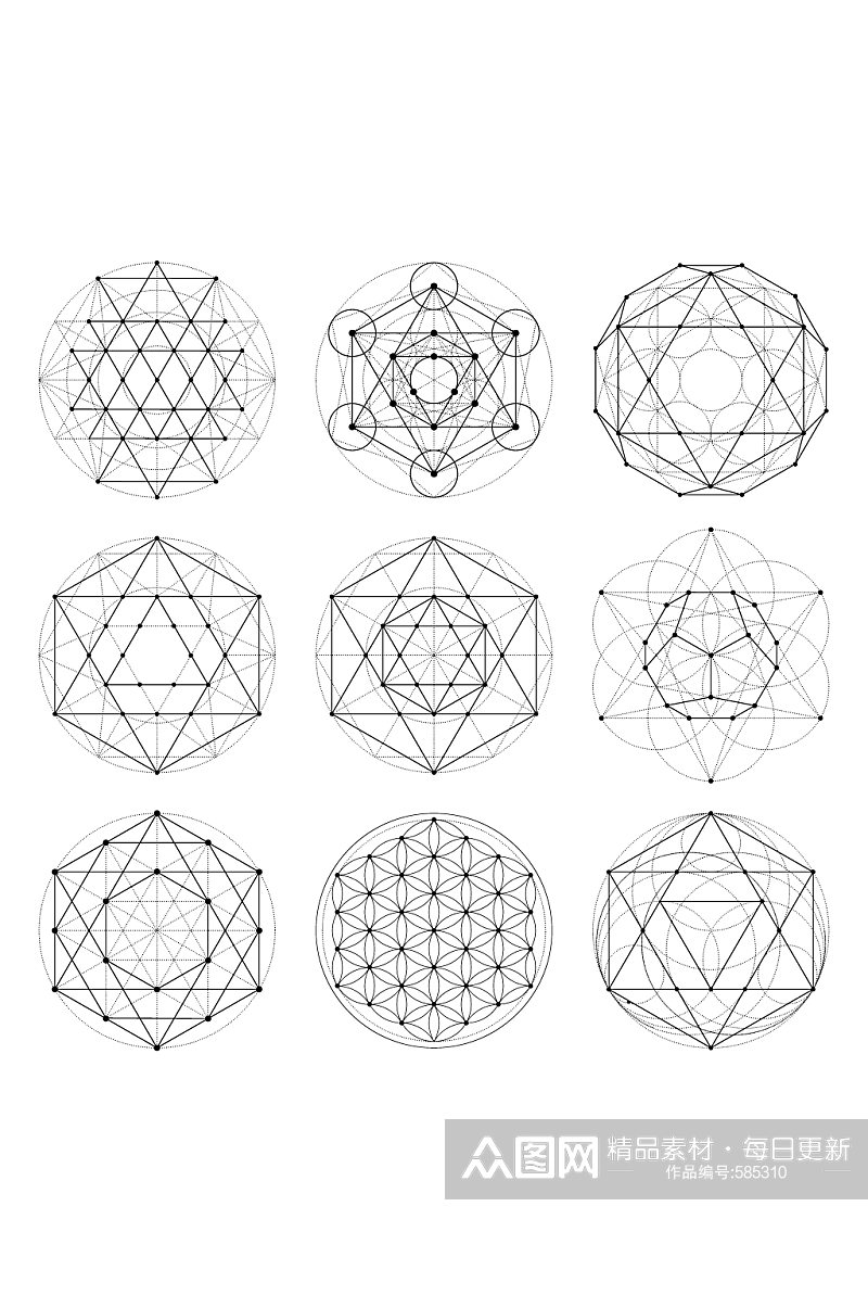 神秘几何形状图案符号标记矢量素材素材