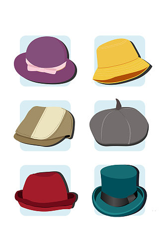 各种各样的帽子卡通扁平风