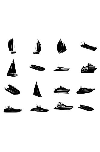 黑色帆船剪影素材