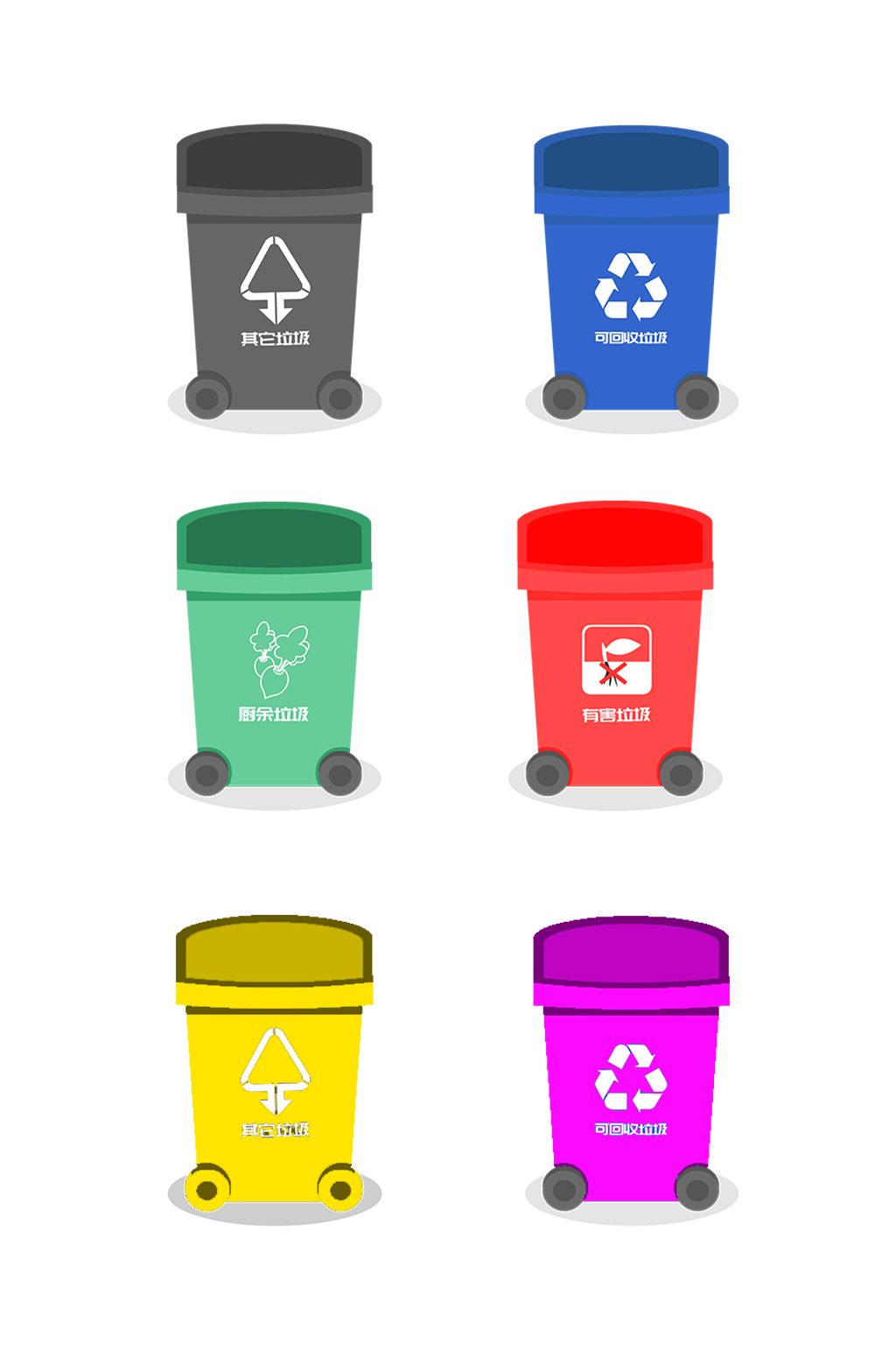 四种垃圾桶标志怎么画图片
