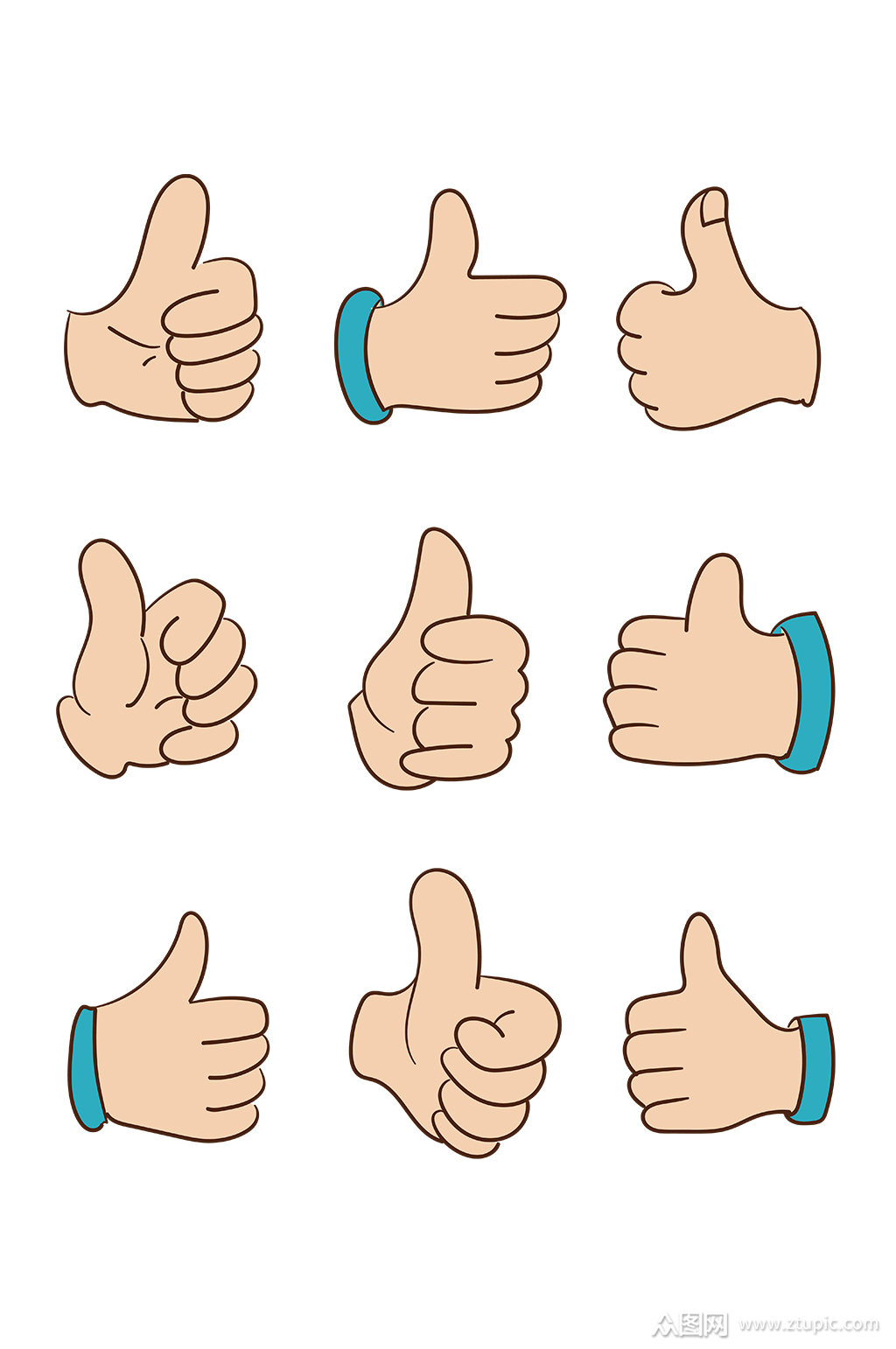 手绘点赞矢量装饰元素素材