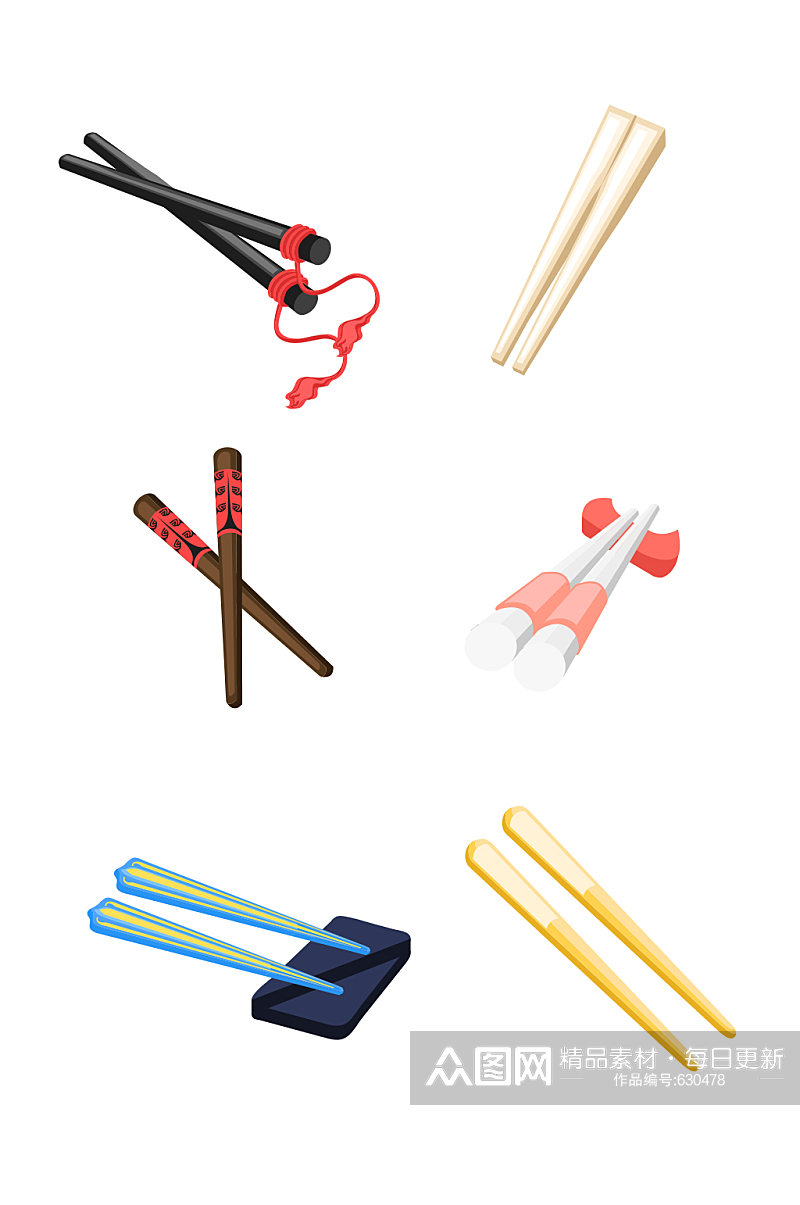 卡通筷子中餐具中餐文化元素素材