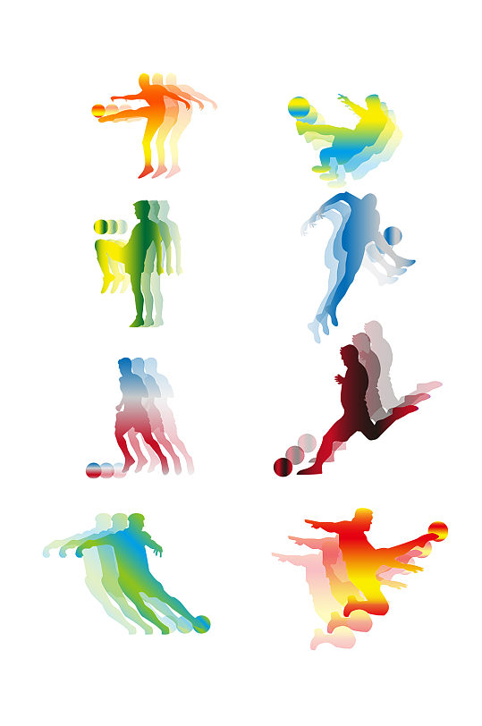 彩色渐变运动人物重影剪影运动元素