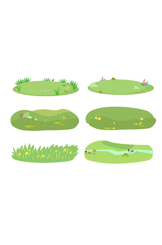 绿色手绘草地植物