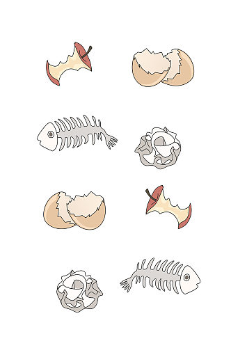 手绘生活垃圾卡通元素