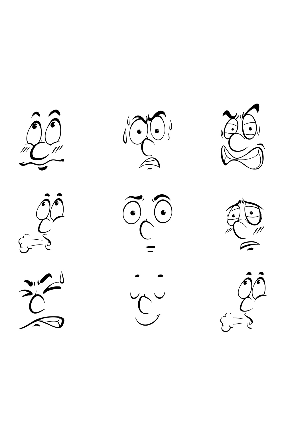 线描人物脸部表情设计素材