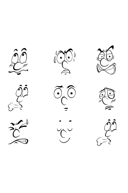 线描人物脸部表情设计素材