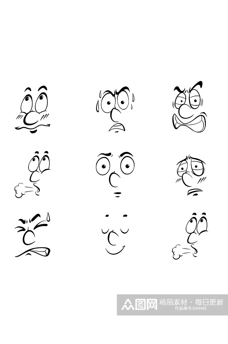 线描人物脸部表情设计素材素材