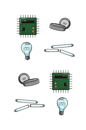 卡通电子元件垃圾元素